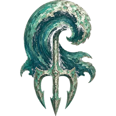 The Tidebound Compact sigil: a wave breaking over a trident